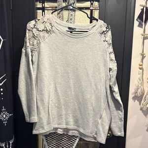 Hannah Gray Lace Accent Sweatshirt